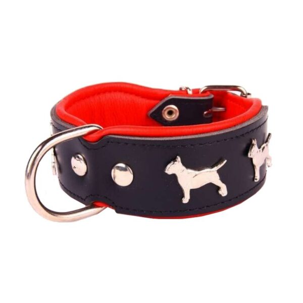 Collier cuir motif bull terrier