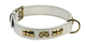 Collier cuir Staffie blanc / doré