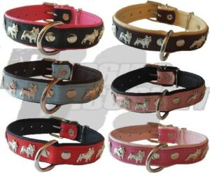 Collier cuir motif Bouledogue Français 3 cm