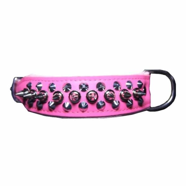 Collier cuir à piques bicolore