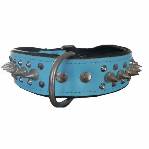 Collier cuir à piques bicolore