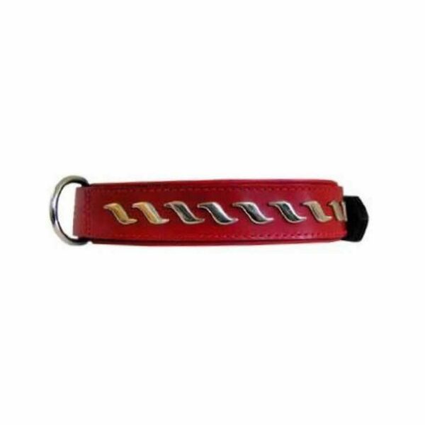 Collier cuir rouge vagues