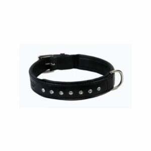 Collier cuir strass noir