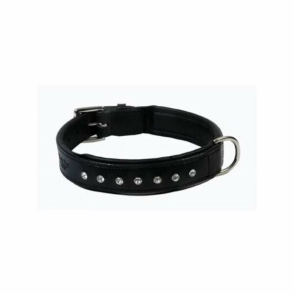 Collier cuir strass noir