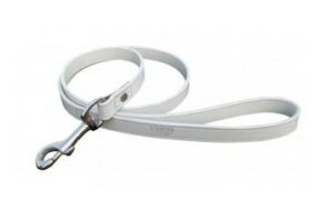 Laisse cuir 2 cm x 100 cm blanc / argenté