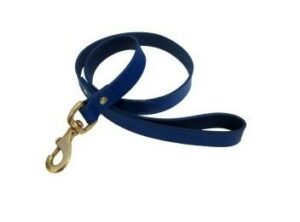 Laisse cuir 2,5 cm x 100 cm bleu / doré