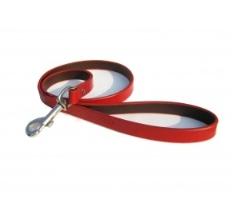 Laisse cuir 2 cm x 100 cm rouge / argenté
