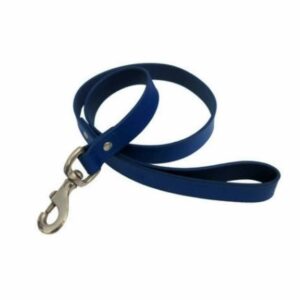 Laisse cuir 2,5 cm x 100 cm bleu / argenté